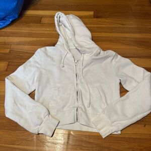 john galt white cropped zip up sweatshirt